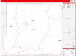 Drew County, AR Digital Map Red Line Style