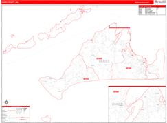 Dukes County, MA Digital Map Red Line Style