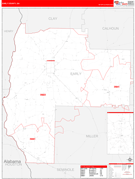 Early County, GA Digital Map Red Line Style