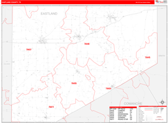 Eastland County, TX Digital Map Red Line Style