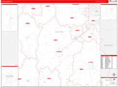Eaton County, MI Digital Map Red Line Style
