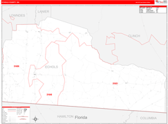 Echols County, GA Digital Map Red Line Style
