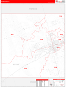 Ector County, TX Digital Map Red Line Style