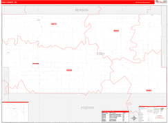 Eddy County, ND Digital Map Red Line Style