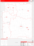 Edgar County, IL Digital Map Red Line Style
