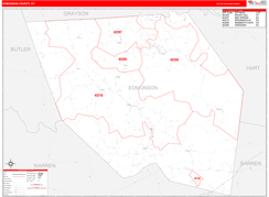 Edmonson County, KY Digital Map Red Line Style