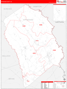 Effingham County, GA Digital Map Red Line Style