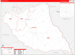 Elbert County, GA Digital Map Red Line Style