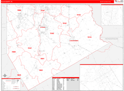 Ellis County, TX Digital Map Red Line Style