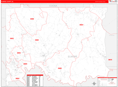 Elmore County, AL Digital Map Red Line Style