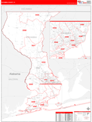Escambia County, FL Digital Map Red Line Style