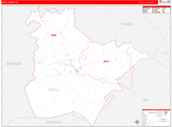 Estill County, KY Digital Map Red Line Style
