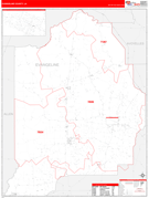 Evangeline Parish (County), LA Digital Map Red Line Style