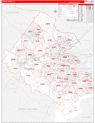 Fairfax County, VA Digital Map Red Line Style