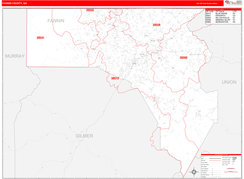 Fannin County, GA Digital Map Red Line Style