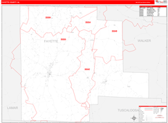 Fayette County, AL Digital Map Red Line Style