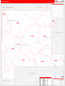 Fayette County, IL Digital Map Red Line Style