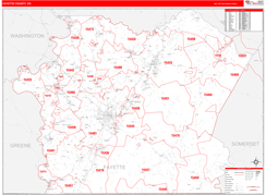 Fayette County, PA Digital Map Red Line Style