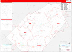 Fayette County, TX Digital Map Red Line Style