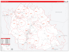 Fayette County, WV Digital Map Red Line Style