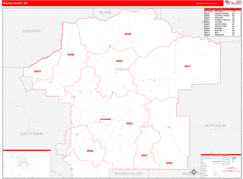 Fergus County, MT Digital Map Red Line Style