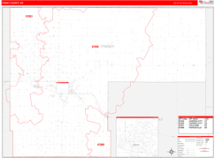 Finney County, KS Digital Map Red Line Style