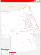 Flagler County, FL Digital Map Red Line Style