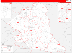 Florence County, SC Digital Map Red Line Style