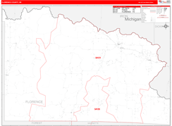 Florence County, WI Digital Map Red Line Style