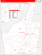 Floyd County, GA Digital Map Red Line Style