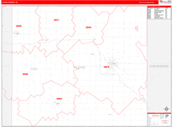 Floyd County, IA Digital Map Red Line Style