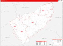 Floyd County, VA Digital Map Red Line Style