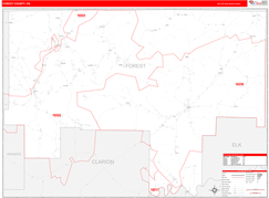 Forest County, PA Digital Map Red Line Style