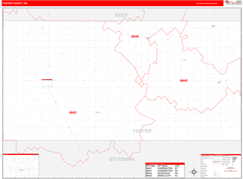 Foster County, ND Digital Map Red Line Style