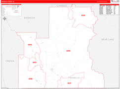 Franklin County, ID Digital Map Red Line Style