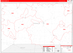Franklin County, IN Digital Map Red Line Style