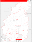 Franklin Parish (County), LA Digital Map Red Line Style
