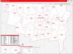 Franklin County, MA Digital Map Red Line Style