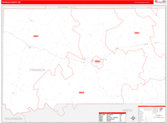 Franklin County, MS Digital Map Red Line Style