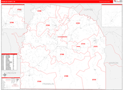 Franklin County, TN Digital Map Red Line Style