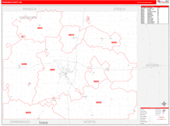 Freeborn County, MN Digital Map Red Line Style