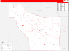 Fremont County, WY Digital Map Red Line Style