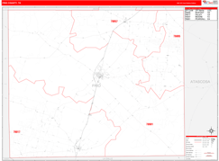 Frio County, TX Digital Map Red Line Style