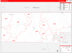 Fulton County, AR Digital Map Red Line Style