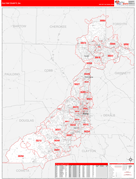Fulton County, GA Digital Map Red Line Style