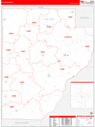 Fulton County, IL Digital Map Red Line Style