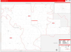 Fulton County, IN Digital Map Red Line Style
