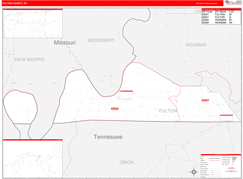 Fulton County, KY Digital Map Red Line Style