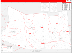 Fulton County, NY Digital Map Red Line Style