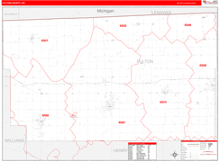 Fulton County, OH Digital Map Red Line Style